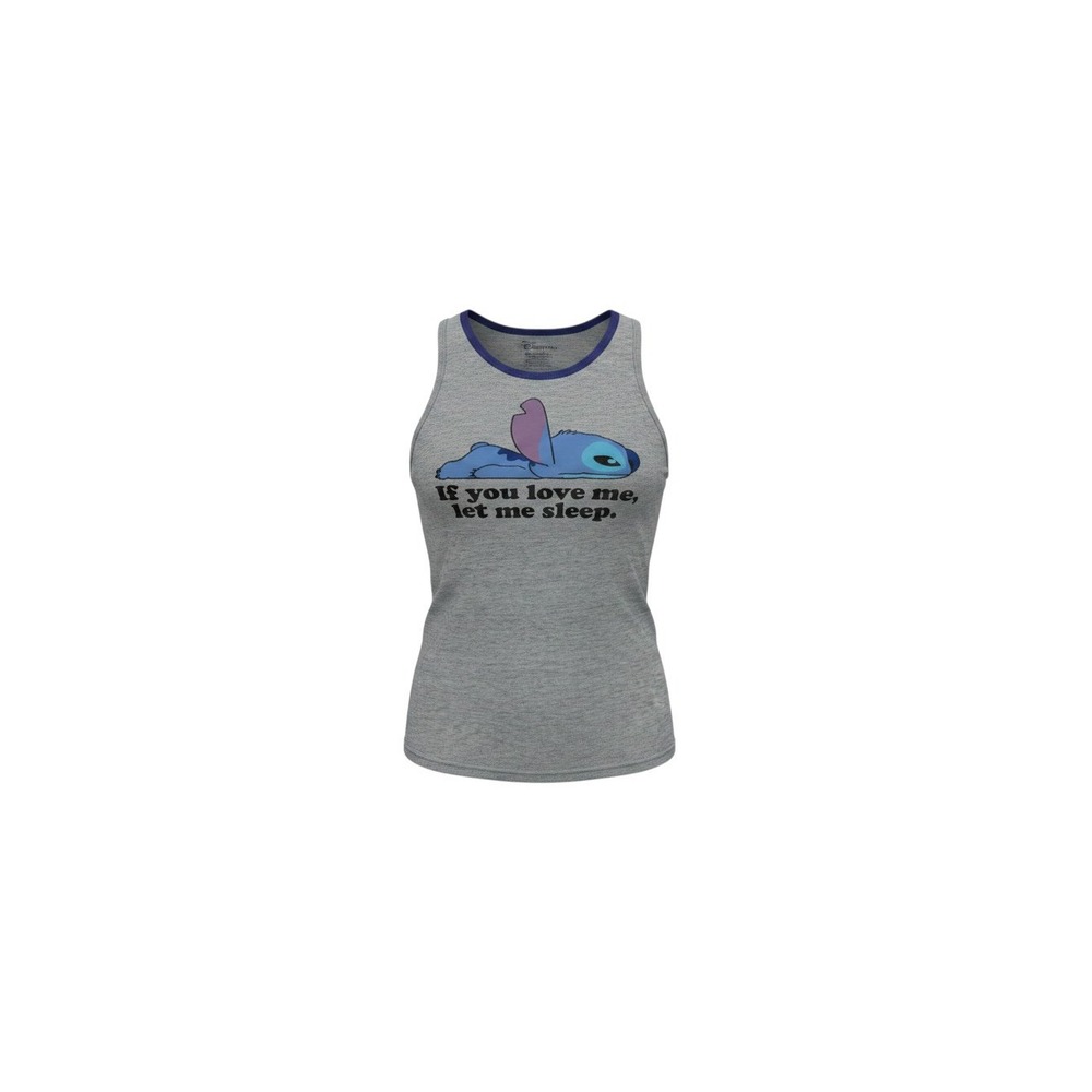 Disney Tank Top Womens Medium Gray NWT Stitch Sleep Graphic Ringer Rue21